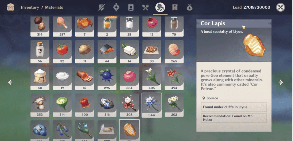 Genshin Impact Cor Lapis Locations